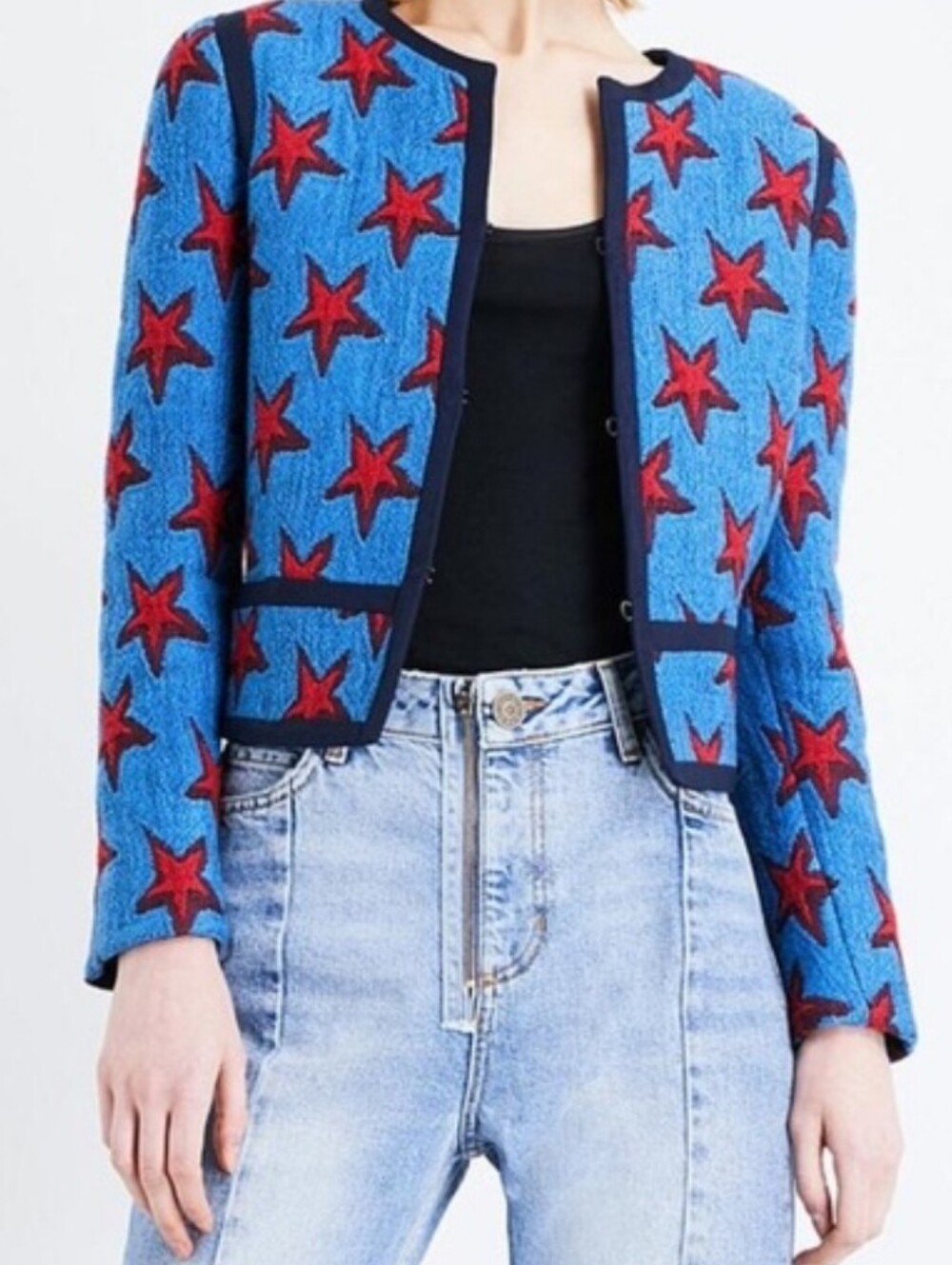 Sandro Paris Bristol Star Jacquard Jacket Medium Gabrielle Union Being Mary Jane